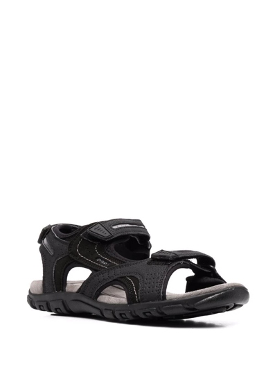 Geox Strada Double-strap Sandals In Black | ModeSens