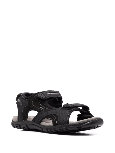 Shop Geox Strada Double-strap Sandals In Schwarz