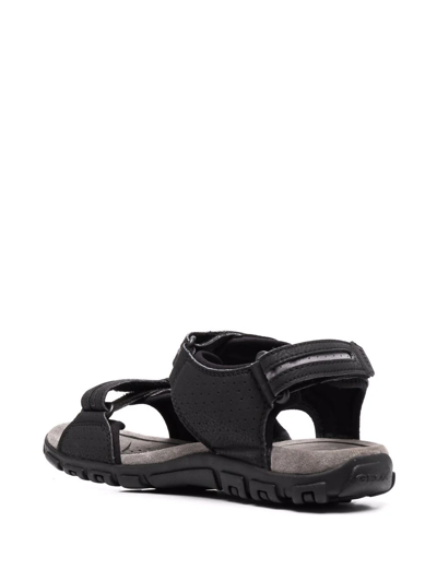 Shop Geox Strada Double-strap Sandals In Schwarz