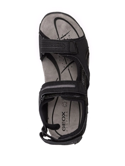Shop Geox Strada Double-strap Sandals In Schwarz