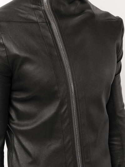 Shop Rick Owens Gary Asymmetric Leather Jacket In Schwarz