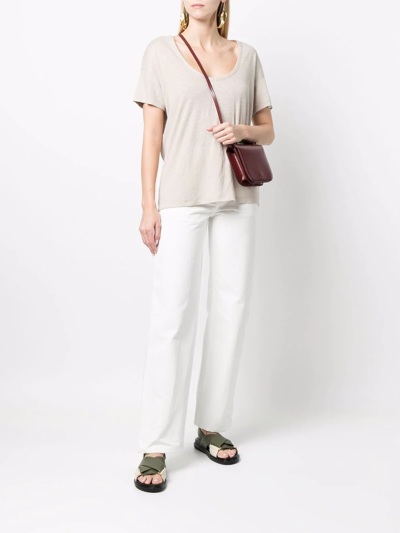 Paula V-neck Linen T-shirt In Neutrals