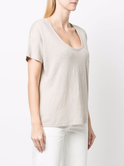 Paula V-neck Linen T-shirt In Neutrals