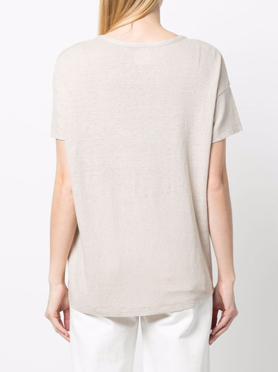 Paula V-neck Linen T-shirt In Neutrals