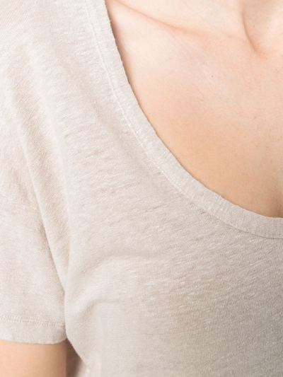 Paula V-neck Linen T-shirt In Neutrals