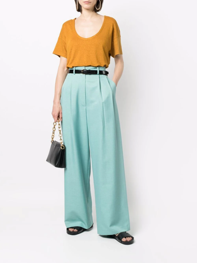 Paula V-neck Linen T-shirt In Yellow