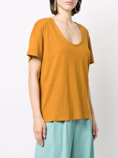 Paula V-neck Linen T-shirt In Yellow