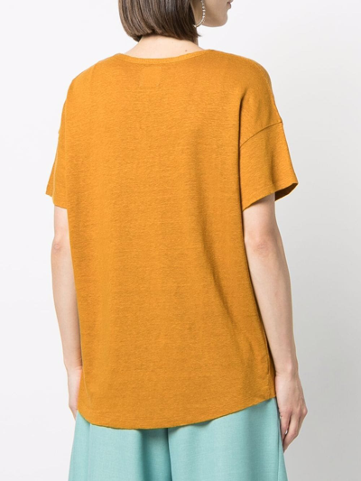 Shop Paula V-neck Linen T-shirt In Yellow