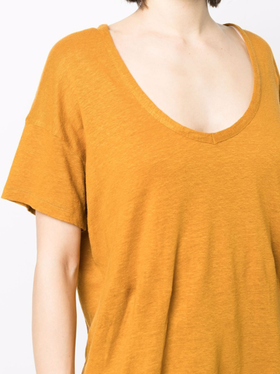 Paula V-neck Linen T-shirt In Yellow