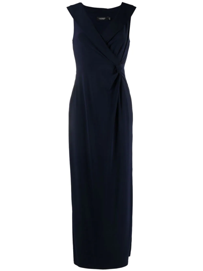Ralph Lauren Sleeveless Pinched-waist Maxi Dress In Blau