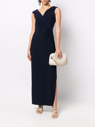 Ralph Lauren Sleeveless Pinched-waist Maxi Dress In Blau