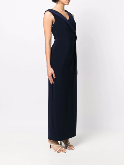 Ralph Lauren Sleeveless Pinched-waist Maxi Dress In Blau