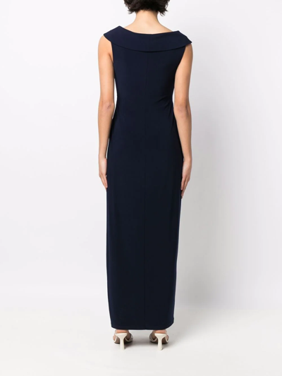 Ralph Lauren Sleeveless Pinched-waist Maxi Dress In Blau
