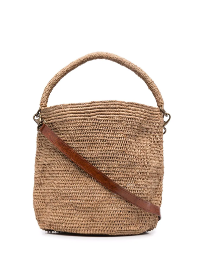 Shop Ibeliv Siny Woven Tote In Nude