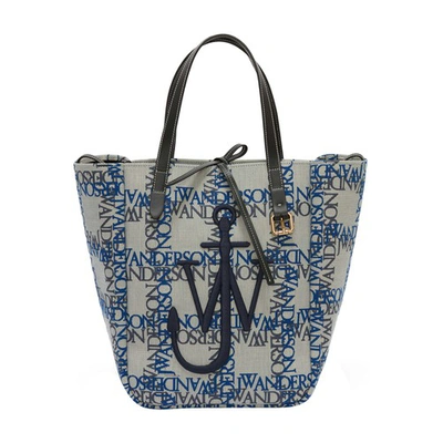 Shop Jw Anderson Tote Bag In Black Off White Blue