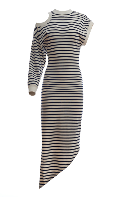 Shop A.w.a.k.e. Women's Cutout Striped Organic Cotton Midi Dress