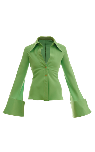 Shop A.w.a.k.e. Women's Spliced-sleeve Shirt In Green