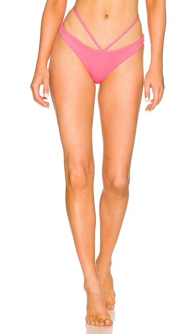 Shop Jonathan Simkhai Emmalynn Strappy Bikini Bottom In Flamingo