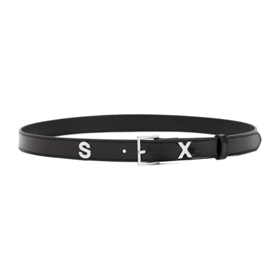 Shop Martine Rose Cross-plaque Leather Belt In Black