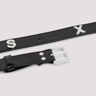 Shop Martine Rose Cross-plaque Leather Belt In Black