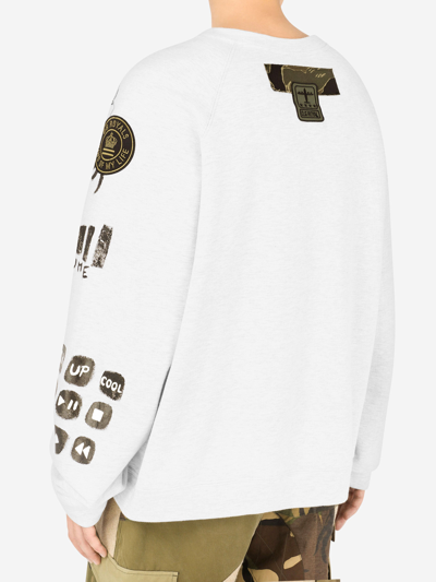 Shop Dolce & Gabbana Printed Sweatshirt With Patch In Grey