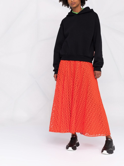 Shop Valentino Long Skirt In Orange