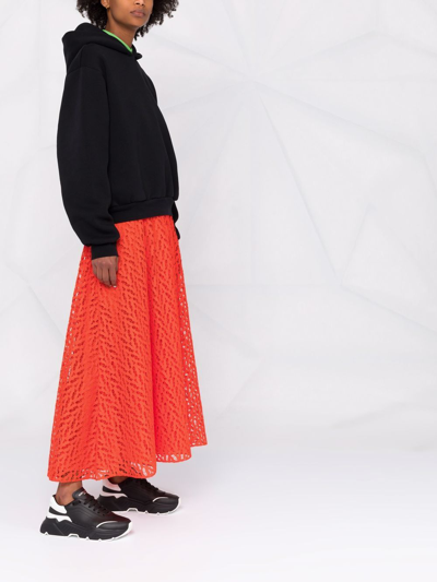 Shop Valentino Long Skirt In Orange