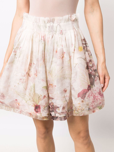 Shop Zimmermann Floral Print Mini Skirt In White