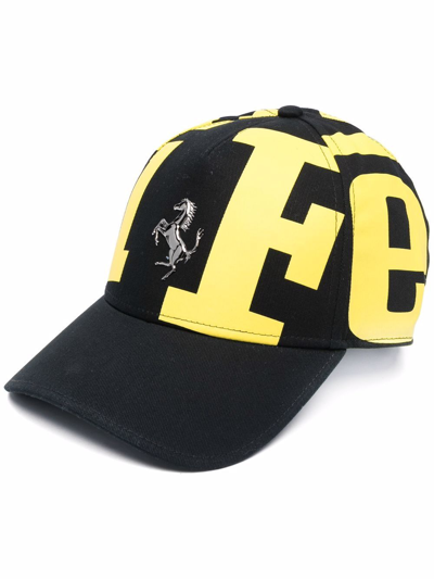 Shop Ferrari All-over Logo Print Baseball Cap In Black