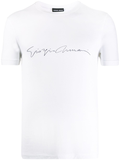 Shop Giorgio Armani Cotton T-shirt In White