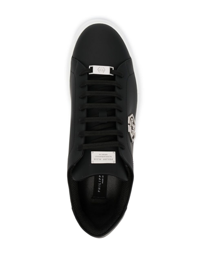 Shop Philipp Plein Leather Sneakers In Black