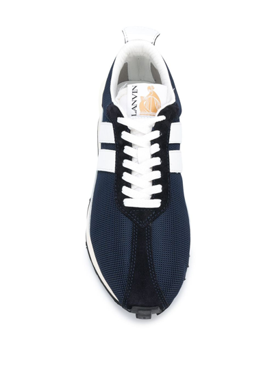 Shop Lanvin Leather Sneakers In Blue