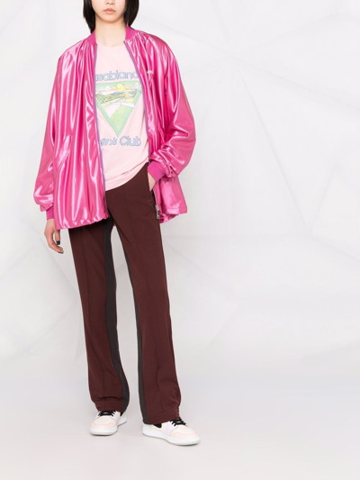 Shop Khrisjoy Tracksuit Satin Jacket In Pink