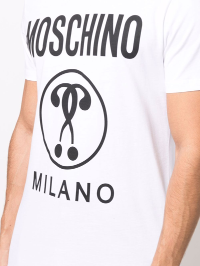 Shop Moschino Logo Cotton Tshirt In White