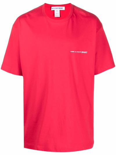 Shop Comme Des Garçons Shirt Logo Cotton T-shirt In Red