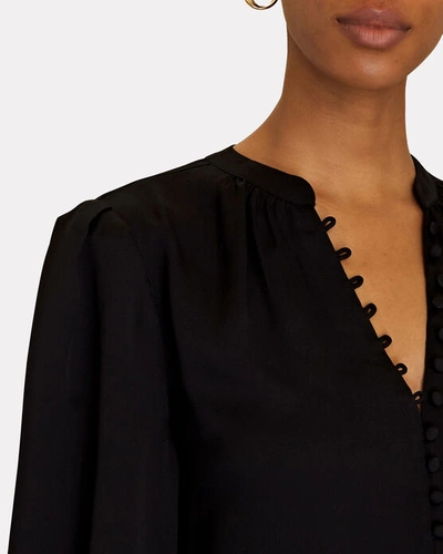Shop L Agence Ava Lace Cuff Blouse In Black