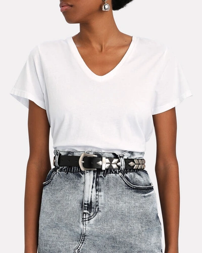 Shop Agolde Ona V-neck Jersey T-shirt In White