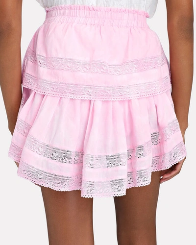 Shop Loveshackfancy Tie Dye Ruffle Cotton Mini Skirt In Pink