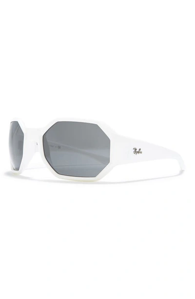 Shop Ray Ban 59mm Wrap Sunglasses In White / Dark Grey