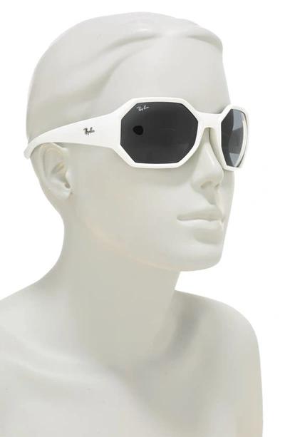 Shop Ray Ban 59mm Wrap Sunglasses In White / Dark Grey