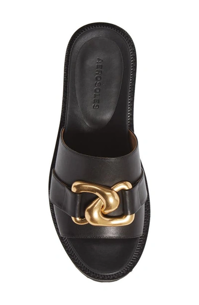 Shop Aerosoles Lima Slide Sandal In Black Leather