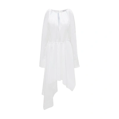 Shop Jw Anderson Slit Detail Asymmetric V Neck Dress In White