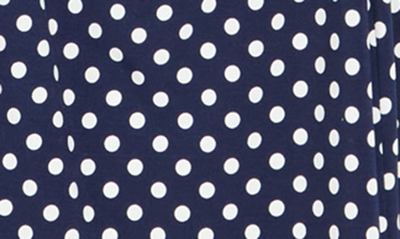 Shop By Design Amelia Side Ruched Surplice Dress In Navy/ White Polka Dot