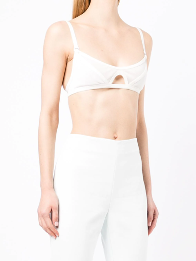 Shop Dion Lee Shadow Mesh Bra In White