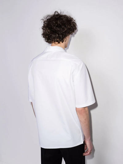Alexander Mcqueen Blake Illustration Print Cotton Camp Shirt In White