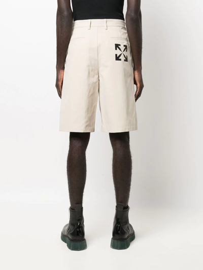 Shop Off-white Arrows-print Bermuda Shorts In Neutrals