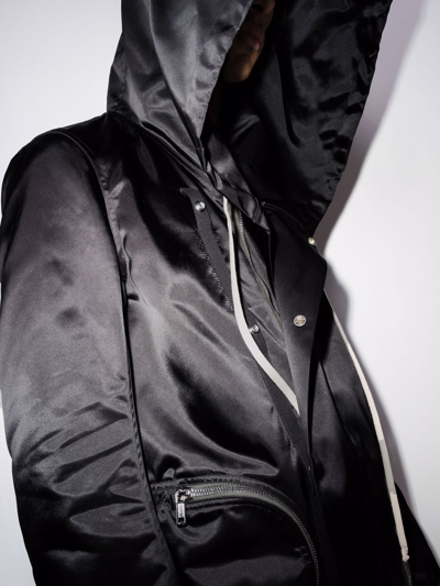 Shop Rick Owens Bauhaus Satin-effect Hooded Parka In Black