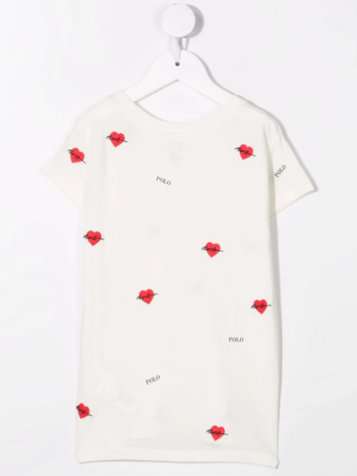 Shop Ralph Lauren Cotton Embroidered-heart T-shirt In White