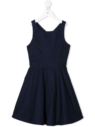 Shop Ralph Lauren Crossover-strap A-line Dress In Blue