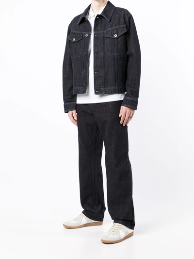 Ferragamo Rear Logo Patch Denim Jacket In Blue